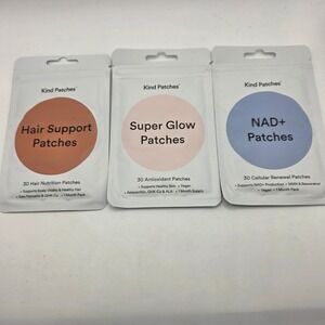 Kind Patches Wellness Bundle Hair Support Super Glow NAD+ 30ct Each 3 Pack NEW